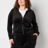 Juicy By Juicy Couture Womens Juniors Plus Midweight Track Jacket In Black