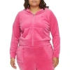 Juicy By Juicy Couture Womens Juniors Plus Midweight Track Jacket In Pink