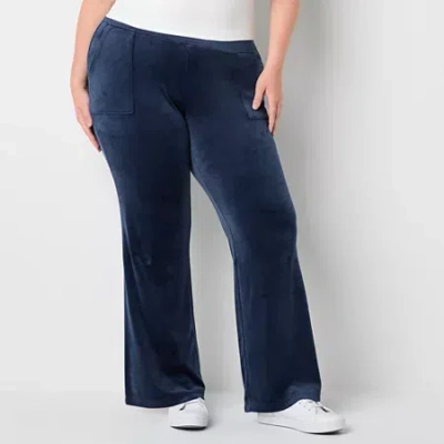 Juicy By Juicy Couture Womens Juniors Plus Straight Mid Rise Track Pant In Blue