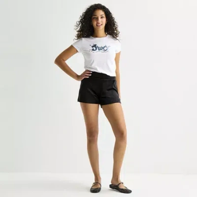 Juicy By Juicy Couture Womens Mid Rise Juniors Velour Pull-on Short In Black