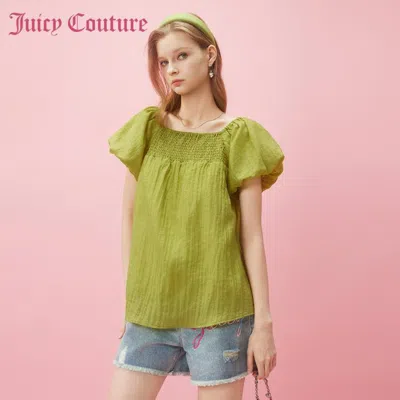 Juicy Couture 橘滋【2024春夏】惬意时光泡泡袖女式衬衫 In Green