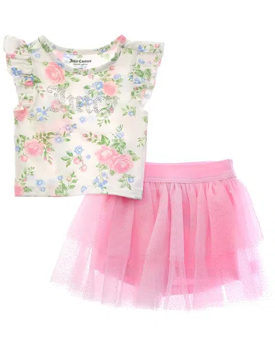 Juicy Couture Kids' 2pc Onesie & Skirt Set In Pink