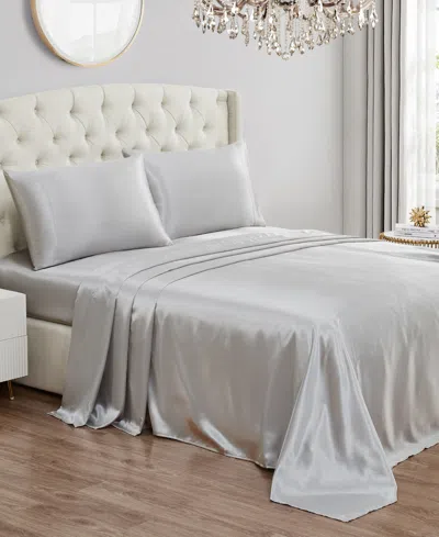 Juicy Couture 3 Piece Satin Sheet Set, Twin Xl In Gray