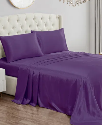 Juicy Couture 3 Piece Satin Sheet Set, Twin Xl In Purple