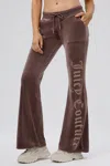 Juicy Couture 30th Birthday Big Bling Snap Pocket Velour Pants In Brown