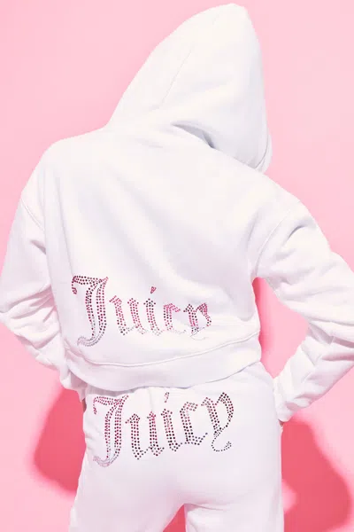 Juicy Couture 30th Birthday Ombre Fleece Cropped Hoodie In White