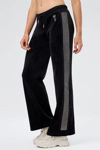 Juicy Couture 30th Birthday Side Ombre Bling Wide Leg Pants In Black