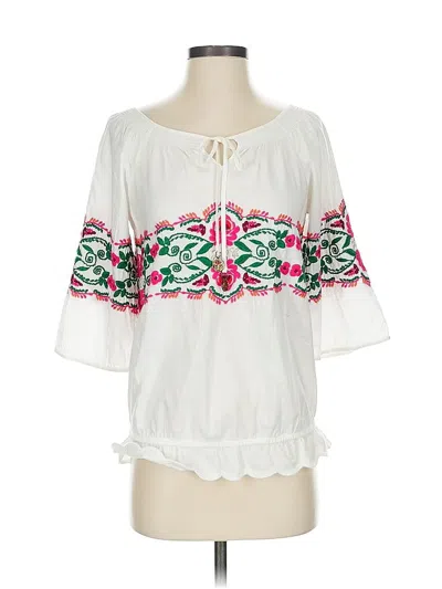 Pre-owned Juicy Couture 3/4 Sleeve Blouse In White