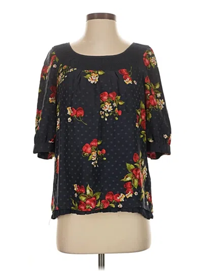 Pre-owned Juicy Couture 3/4 Sleeve Silk Top Black Square Neckline Tops