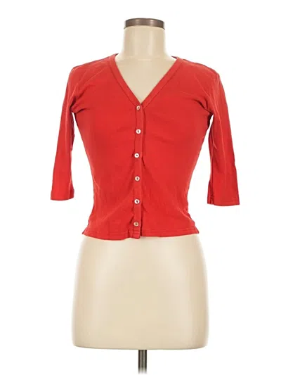 Pre-owned Juicy Couture 3/4 Sleeve Top Red Solid Pattern Sweetheart Neckline Tops