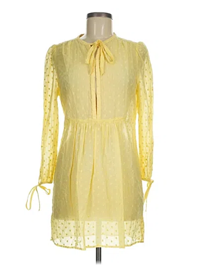 Pre-owned Juicy Couture 3/4 Sleeve Top Yellow Tie Neck Tops