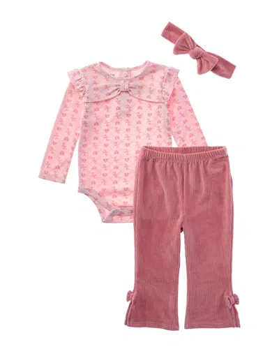 Juicy Couture Kids' 3pc Bodysuit, Pant & Headband Set In Pink