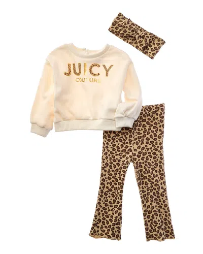 Juicy Couture Kids' 3pc Top, Pant, & Headband Set In Multi