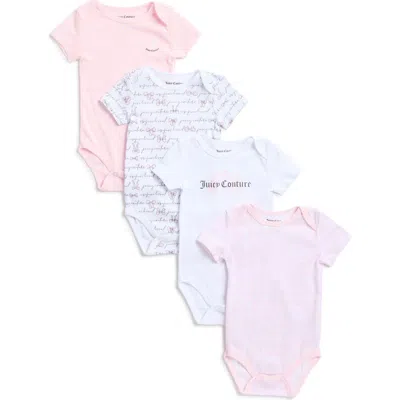 Juicy Couture Babies'  4-pack Assorted Bodysuits In Pink