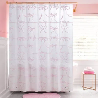 Juicy Couture 70" W X72" L Peva Shower Curtain In Frosted White