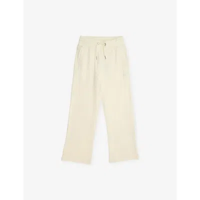 Juicy Couture Kids' Almond Oil Diamanté-logo Straight-leg Velour Jogging Bottoms 7-16 In Yellow