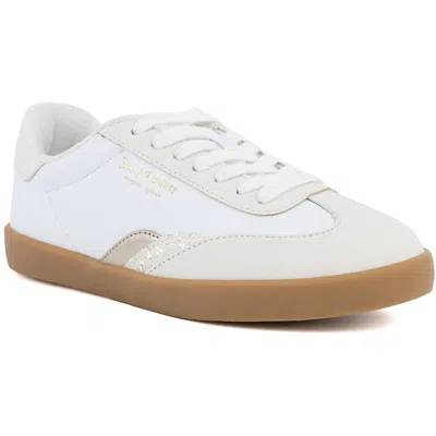 Juicy Couture Anvil Womens Lace-up Faux Leather Casual And Fashion Sneakers In White,multi