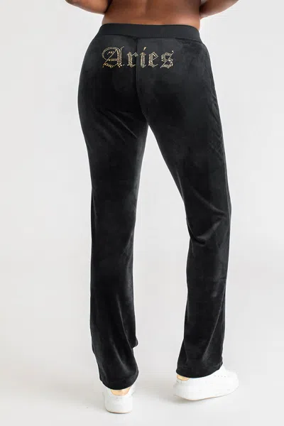 Juicy Couture Aries Customizable Big Bling Velour Track Pants In Black