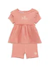 JUICY COUTURE BABY GIRL'S 2-PIECE RIBBED SHIRT & SHORTS SET