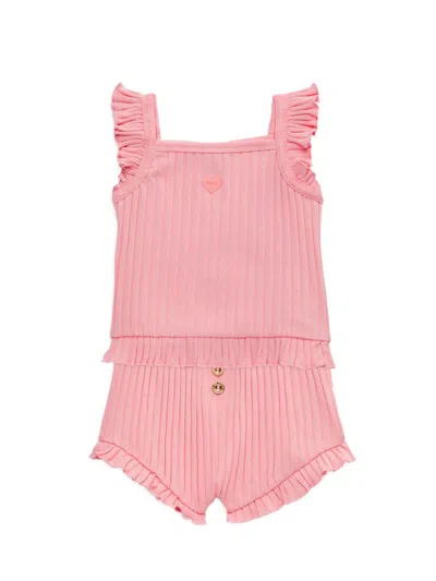 Juicy Couture Baby Girl's 2-piece Ribbed Top & Shorts Set In Pink