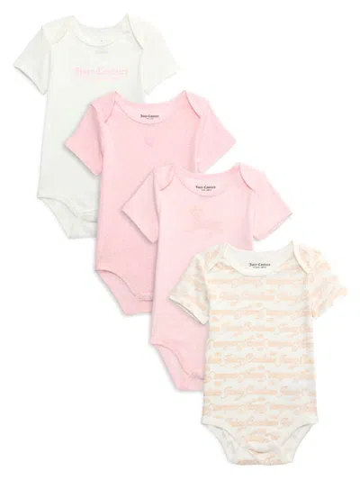Juicy Couture Baby Girl's 4-pack Logo Bodysuit In Pink