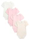 JUICY COUTURE BABY GIRL'S 4-PACK SHORT SLEEVE ASSORTED LOGO BODYSUIT SET