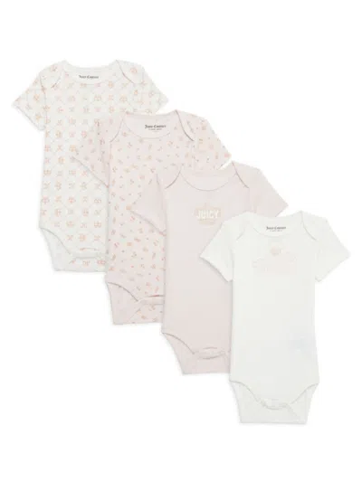 Juicy Couture Baby Girl's 4-piece Logo Bodysuit Set In Neutral