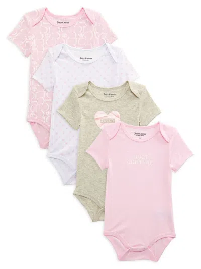 Juicy Couture Baby Girl's 4-piece Logo Bodysuit Set In Pink