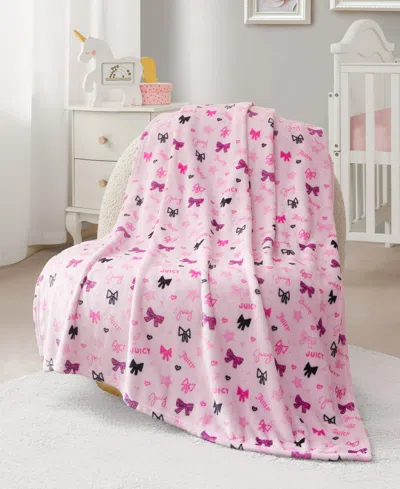 Juicy Couture Baby Plush Throw Blankets, 40" X 50" In Pink