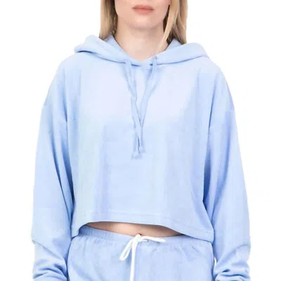 Juicy Couture Beach Micro Terry Hooded Pullover In Blue