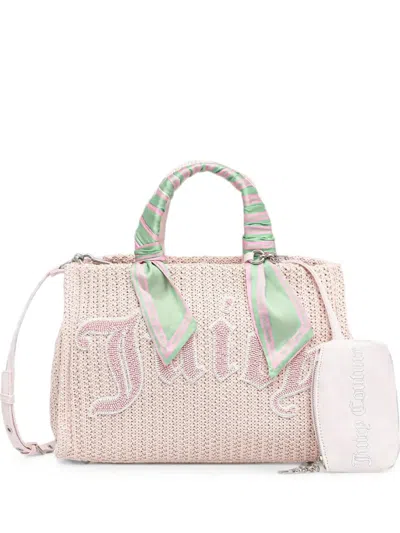 Juicy Couture Bead-embellished Scarf-detail Tote Bag In Pink