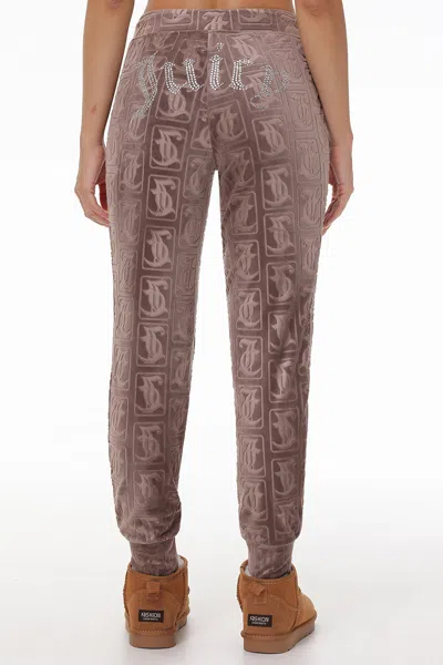 Juicy Couture Big Bling Embossed Velour Jogger In Gray