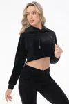 Juicy Couture Big Bling High Low Cropped Hoodie In Black