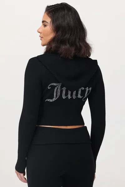 Juicy Couture Big Bling Knit Hoodie In Black