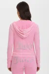Juicy Couture Big Bling Towel Terry Zip Hoodie In Pink
