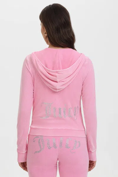Juicy Couture Big Bling Towel Terry Zip Hoodie In Pink