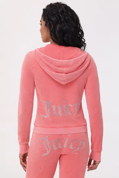 Juicy Couture Big Bling Towel Terry Zip Hoodie In Pink