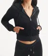 JUICY COUTURE BIG BLING VELOUR HOODIE IN LIQUORICE