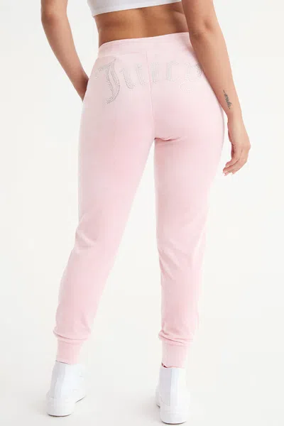 Juicy Couture Big Bling Velour Joggers In Pink