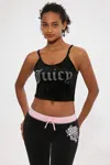 Juicy Couture Big Bling Velour Tank Top In Black