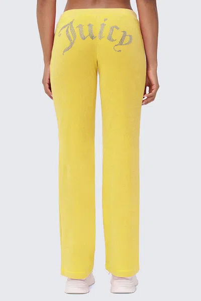 Juicy Couture Big Bling Washed Terry Track Pants In Yellow