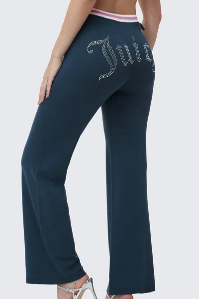 Juicy Couture Big Bling Wide Leg Pants In Blue