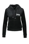 Juicy Couture Black Polyester Elastane Velour Sweatshirt In Black