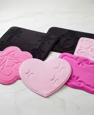 Juicy Couture Bow Lattice Quilted Memory Foam Bath Mat In Pink