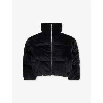 Juicy Couture Kids' Brand-embellished Velour Puffer Coat 7-15 Years Black