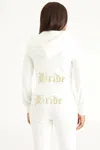 Juicy Couture Bride Customizable Big Bling Velour Hoodie In White