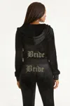 Juicy Couture Bride Customizable Big Bling Velour Hoodie In Black