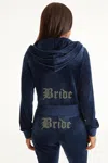 Juicy Couture Bride Customizable Big Bling Velour Hoodie In Blue
