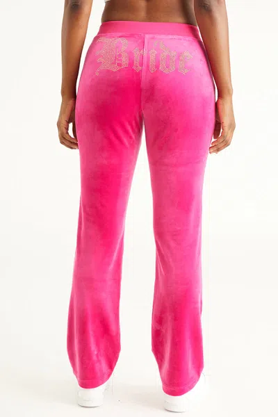 Juicy Couture Bride Customizable Big Bling Velour Track Pants In Pink