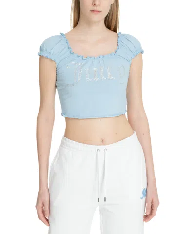 Juicy Couture Brodie Crop Top In Lightblue